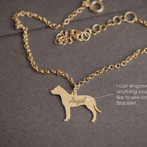 Personalized Dogo Argentino Bracelet: Engraved Sterling Silver Dog Charm