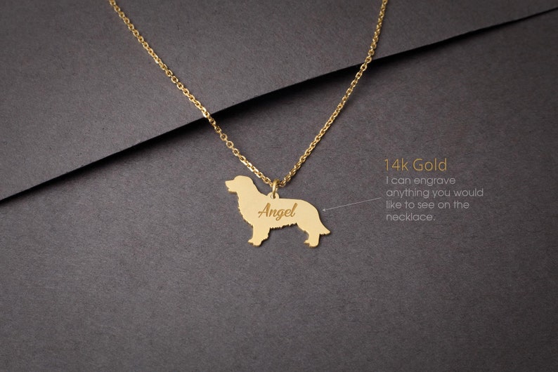 14K Solid GOLD Tiny GOLDEN RETRIEVER Name Necklace Golden Etsy