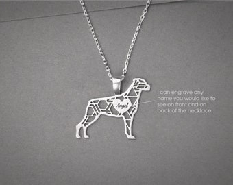 Personalised ROTTWEILER Necklace - Rottweiler Name Jewelry - Dog breed Necklace - Dog Necklaces - Modern Dog Necklace