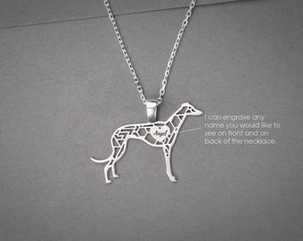 Personalized Greyhound Necklace: Sterling Silver Dog Breed Jewelry