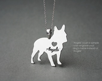 Personalized French Bulldog Necklace: Sterling Silver Dog Name Jewelry