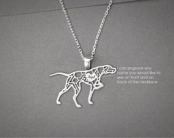 Personalized English Pointer Necklace: Sterling Silver Dog Breed Jewelry