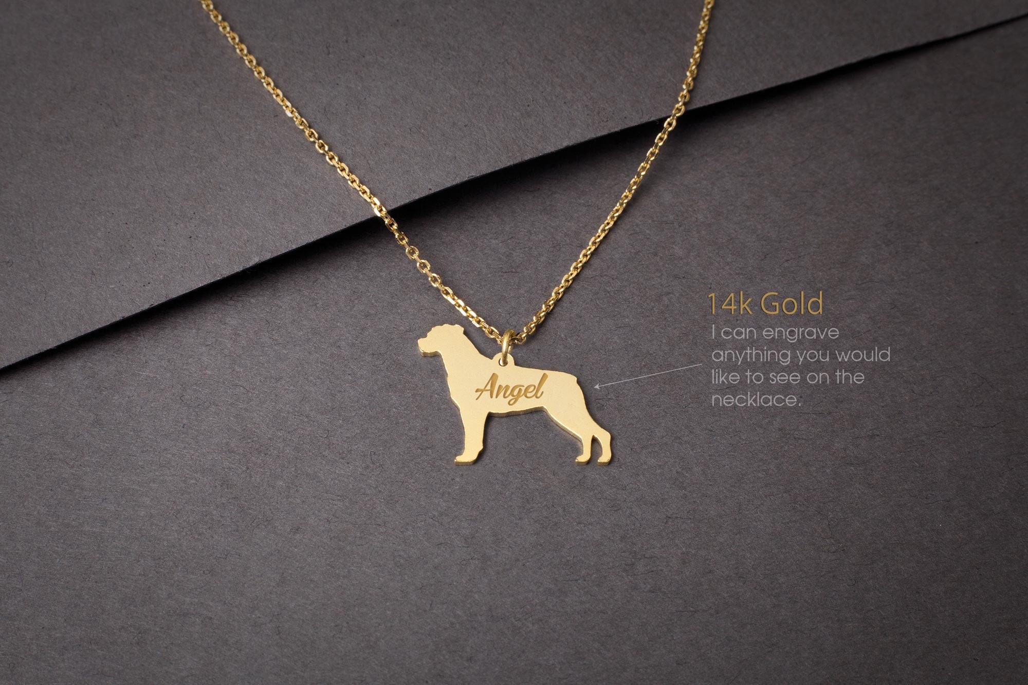 14K Solid GOLD Tiny ROTTWEILER Necklace • 14K Solid GOLD Tiny ROTTWEILER Necklace •