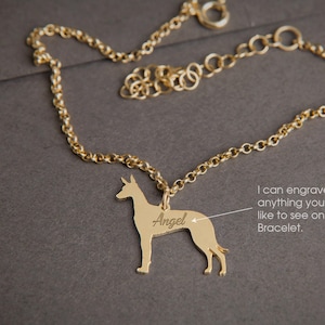 Personalized Pharaoh Hound Bracelet: 925 Sterling Silver, Engraved Dog Charm