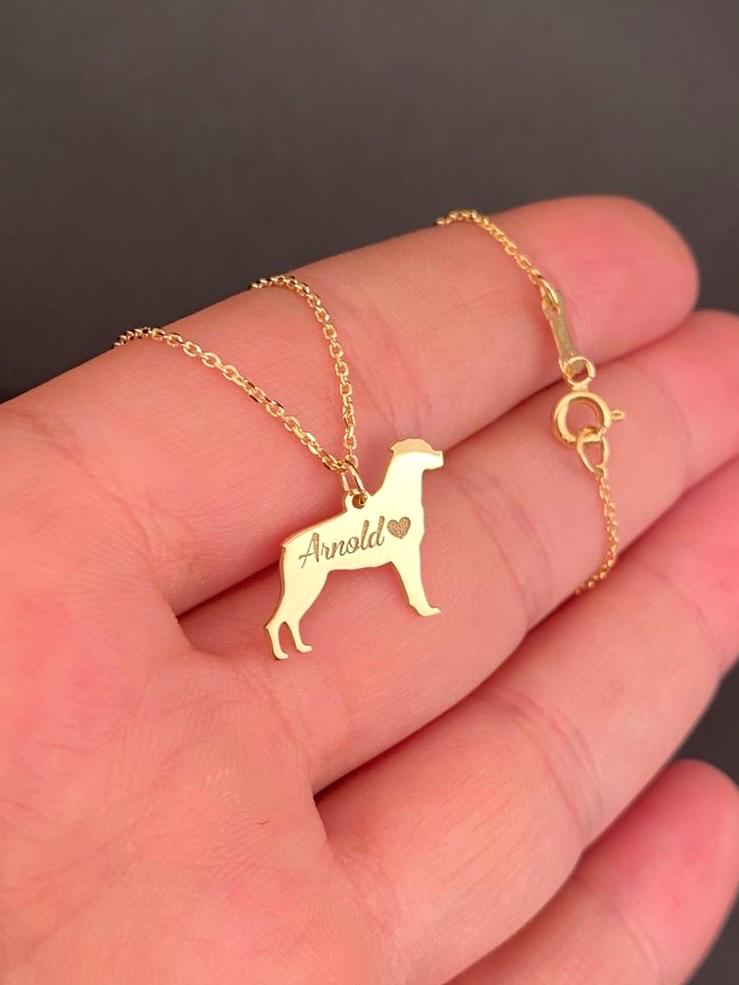 14K Solid Gold Rottweiler Necklace: Personalized Dog