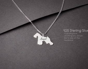 Customizable Schnauzer Necklace: Tiny Sterling Silver Dog Pendant