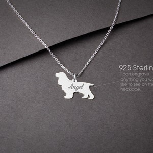 Customizable Cocker Spaniel Sterling Silver Necklace: Dog Lover Gift