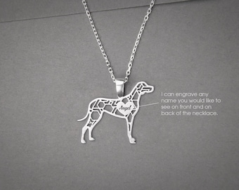 Personalized Redbone Coonhound Necklace: Sterling Silver Dog Breed Jewelry