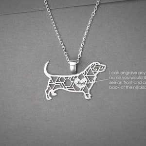 Personalized Basset Hound Necklace: Sterling Silver Dog Breed Jewelry