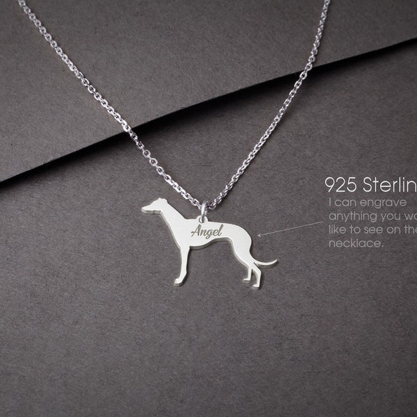 GREYHOUND Tiny Silver Necklace • "Customizable Greyhound Necklace: Tailored for Dog Lovers!"