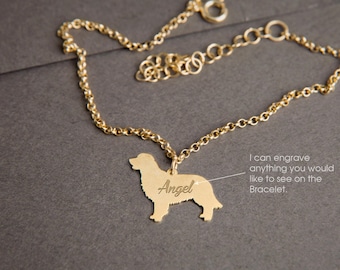 GOLDEN RETRIEVER Personalised Tiny Silver Bracelet - Golden Retriever Bracelet - 925 Sterling Silver, Gold Plated or Rose Plated