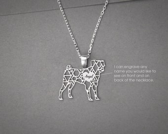 Personalized Pug Necklace: Sterling Silver Dog Breed Jewelry