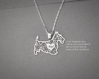 Personalized Scottish Terrier Necklace: Engraved Sterling Silver Dog Breed Jewelry