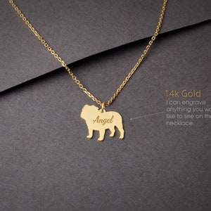 14K Solid GOLD Tiny ENGLISH BULLDOG Necklace • "Personalized 14K Gold English Bulldog Necklace: Crafted for Canine Enthusiasts!"