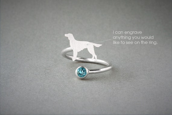 Adjustable Spiral IRISH SETTER BIRTHSTONE Ring Setter Birthstone