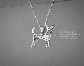 Personalized Chihuahua Necklace: Sterling Silver Dog Breed Jewelry