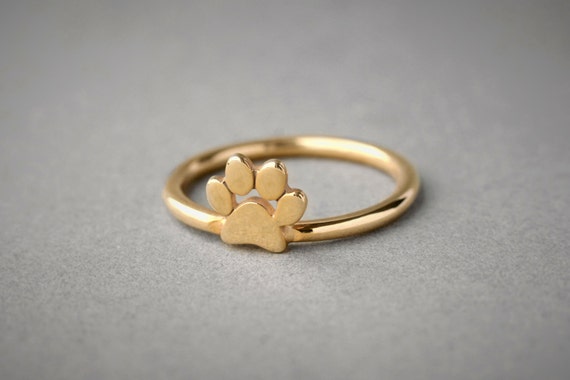 White Natural Diamond Accent Paw Print Heart Ring In 14k Yellow Gold Over  Sterling Silver - Walmart.com