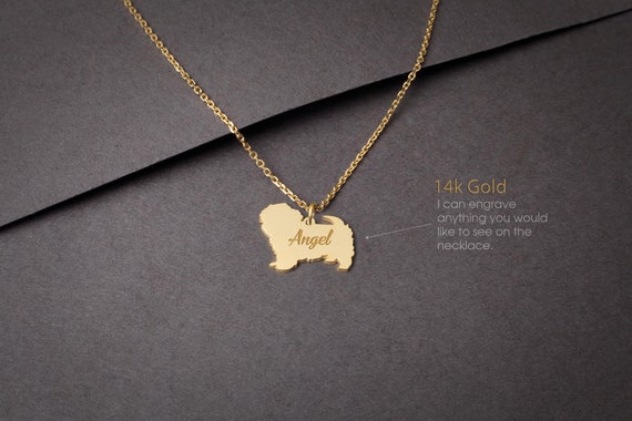 14K Gold Maltese Terrier Necklace: Personalized Dog Breed Pendant
