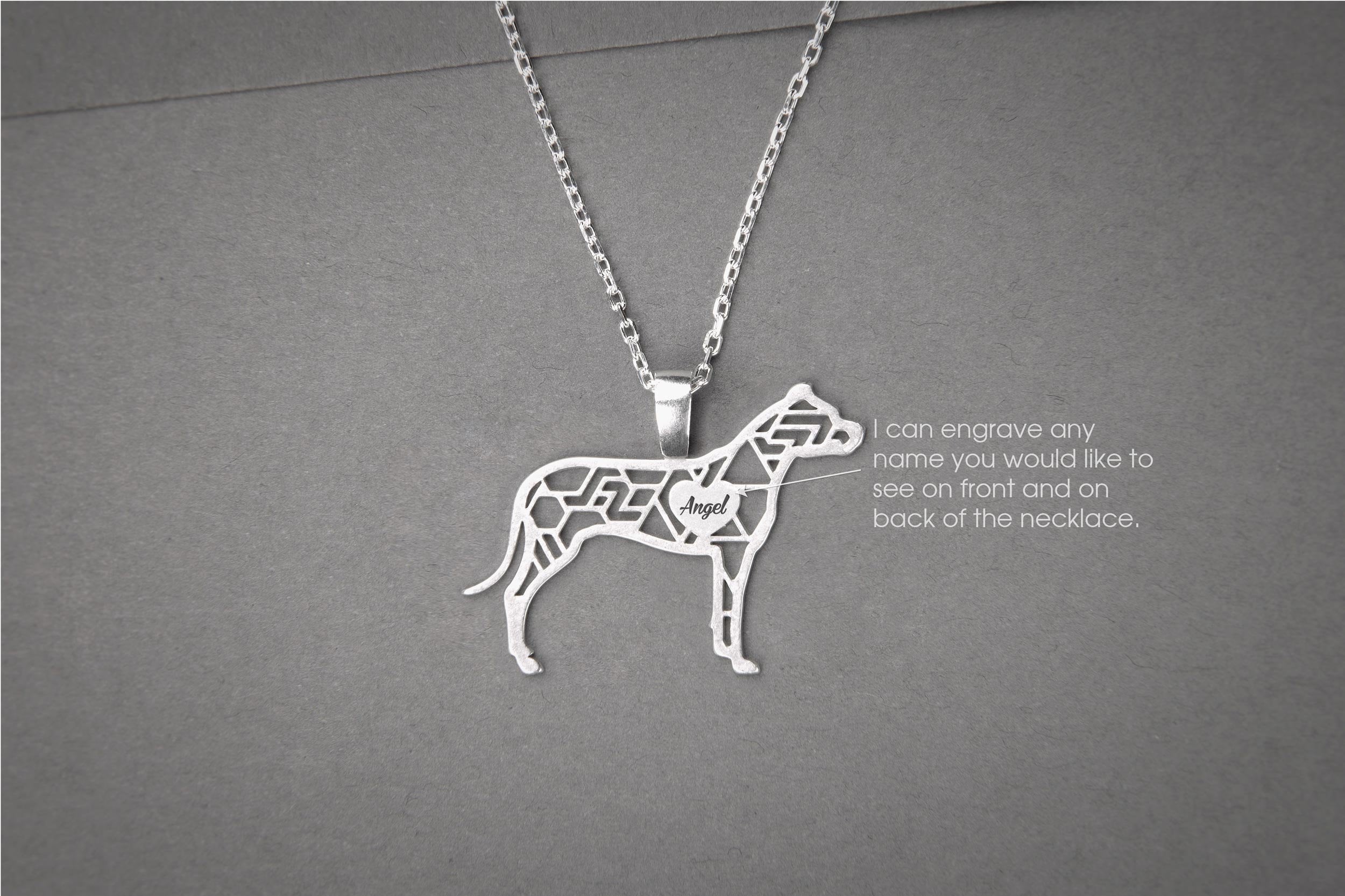 Personalized Dogo Argentino Necklace: Sterling Silver Dog Breed Jewelry