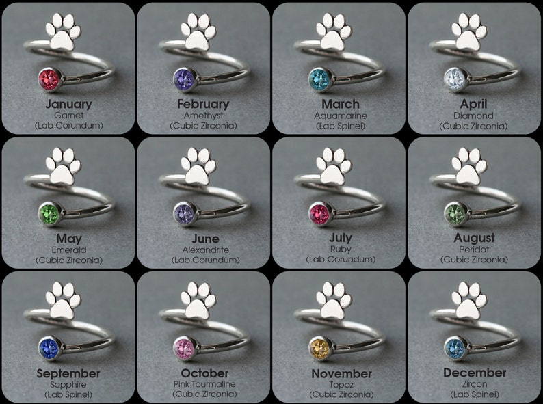 Gold Plated or Rose Plated. Adjustable Spiral PITBULL BIRTHSTONE Ring Pitbull Birthstone Ring Birthstone Ring Dog Ring Silver
