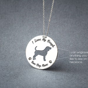 Personalised BEAGLE DISC Necklace Beagle Beagle Necklace Name Necklace Disc Necklace Custom Necklace Dog Necklace Beagle Gift image 1