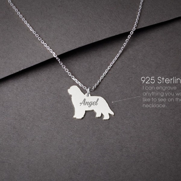 Petit collier en argent CHIEN DE TERRE-NEUVE • « Collier personnalisable de chien de Terre-Neuve : sur mesure pour les amoureux des chiens !