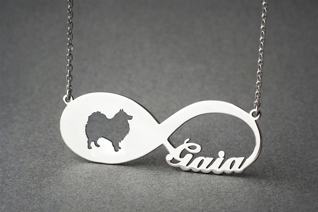 Personalized Infinity Japanese Spitz Sterling Silver Necklace