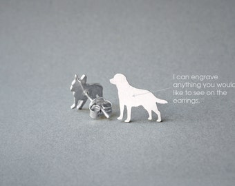 Personalized Labrador Retriever Sterling Silver Earrings: Engraved Dog Breed Jewelry