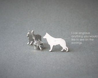 GERMAN SHEPHERD NAME Earrings - Dog Breed Earrings • German Shepherd • Name Earring • Custom Earring • Dog Gift • Dog Earring