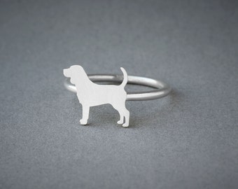Personalized Sterling Silver Beagle Dog Breed  Ring, Pet Lover Jewelry