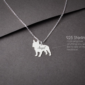 Customizable French Bulldog Necklace: Tiny Sterling Silver Pendant
