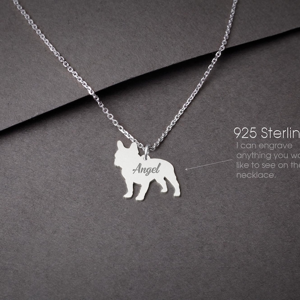 FRENCH BULLDOG Tiny Silver Necklace - "Customizable French Bulldog Necklace: Tailored for Dog Lovers!"