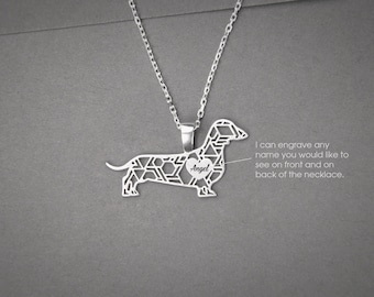 Personalized Dachshund Necklace: Sterling Silver Dog Breed Jewelry