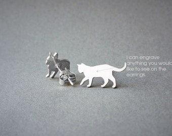 SHORTHAIRED CAT NAME Earring - Cat Name Earrings - Personalised Earrings - Shorthaired Cat Earrings- Cat Earring