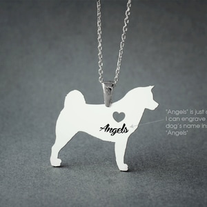 Akita Name Necklace: Personalized Sterling Silver Dog Pendant