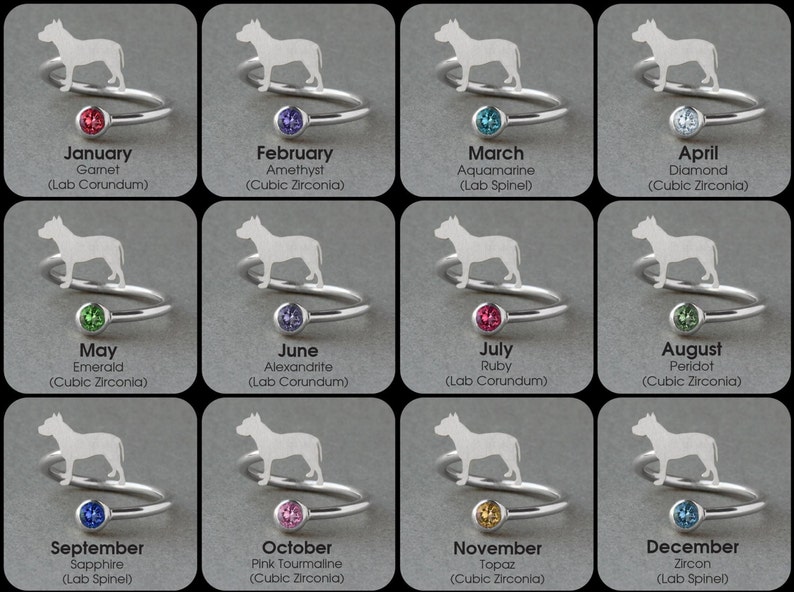 Adjustable Spiral GERMAN Shorthair Pointer BIRTHSTONE Ring / German Pointer Birthstone Ring / Birthstone Ring / Dog Ring image 3