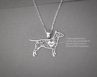 Personalized Bull Terrier Necklace: Engraved Sterling Silver Dog Jewelry