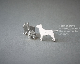 Personalized Bull Terrier Earrings: Sterling Silver Dog Breed Jewelry