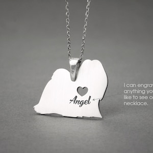Personalized Lhasa Apso Sterling Silver Necklace: Engraved Dog Breed Jewelry