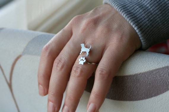 GERMAN SHEPHERD PAW Spiral Ring German Shepherd Name Ring Paw Ring