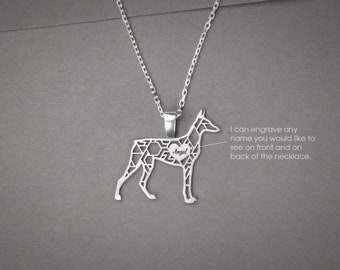 Personalized Doberman Pinscher Necklace: Sterling Silver Dog Breed Jewelry