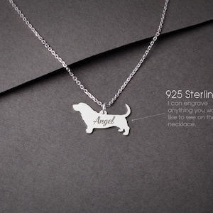 Customizable Basset Hound Necklace: Tiny Sterling Silver Pet Pendant