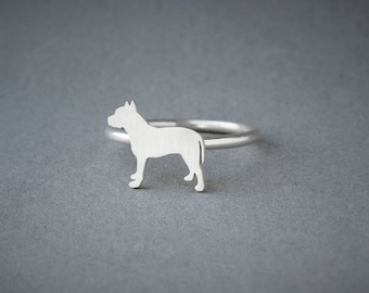 PITBULL RING / Pitbull Ring / Silver Dog Ring / Dog Breed Ring / Silver, Gold Plated or Rose Plated.