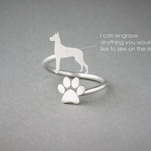 Sterling Silver Dane Paw Ring, Dog Lover Gift
