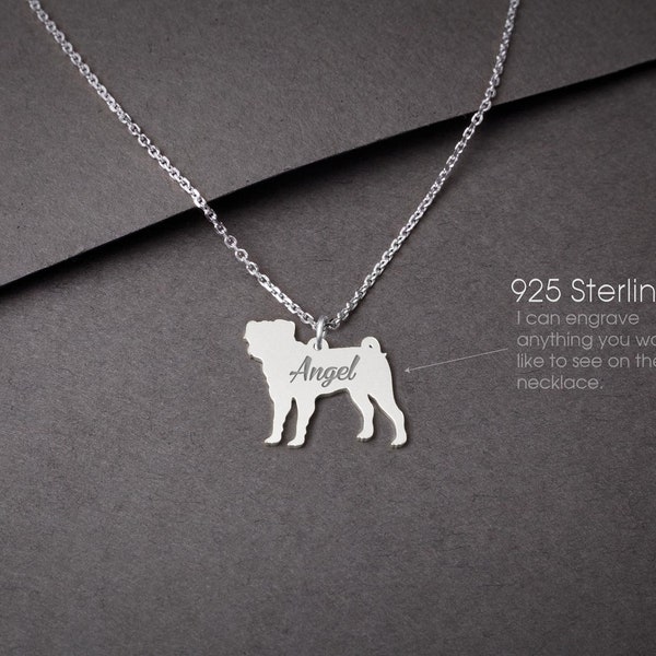 Petit collier carlin en argent • « Collier carlin personnalisable : sur mesure pour les amoureux des chiens !