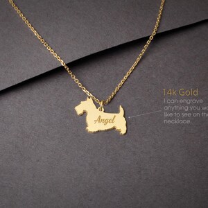14K Solid GOLD Tiny SCOTTISH TERRIER Necklace • &quot;Personalized 14K Gold  Scottish Terrier Necklace: Crafted for Canine Enthusiasts!&quot;