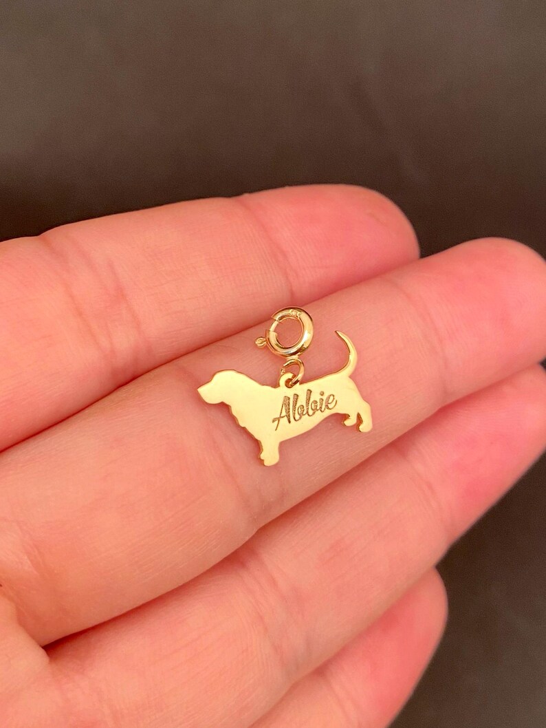 14K Solid Gold Basset Hound Necklace - Personalized Dog Lover Gift image 4