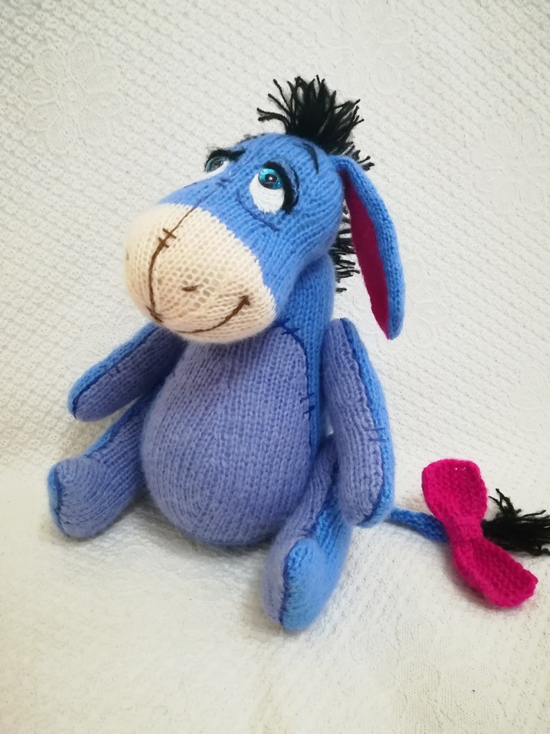 Eeyore Donkey teddy Donkey eeyore Donkey knitted Handmade toys Donkey toy D...