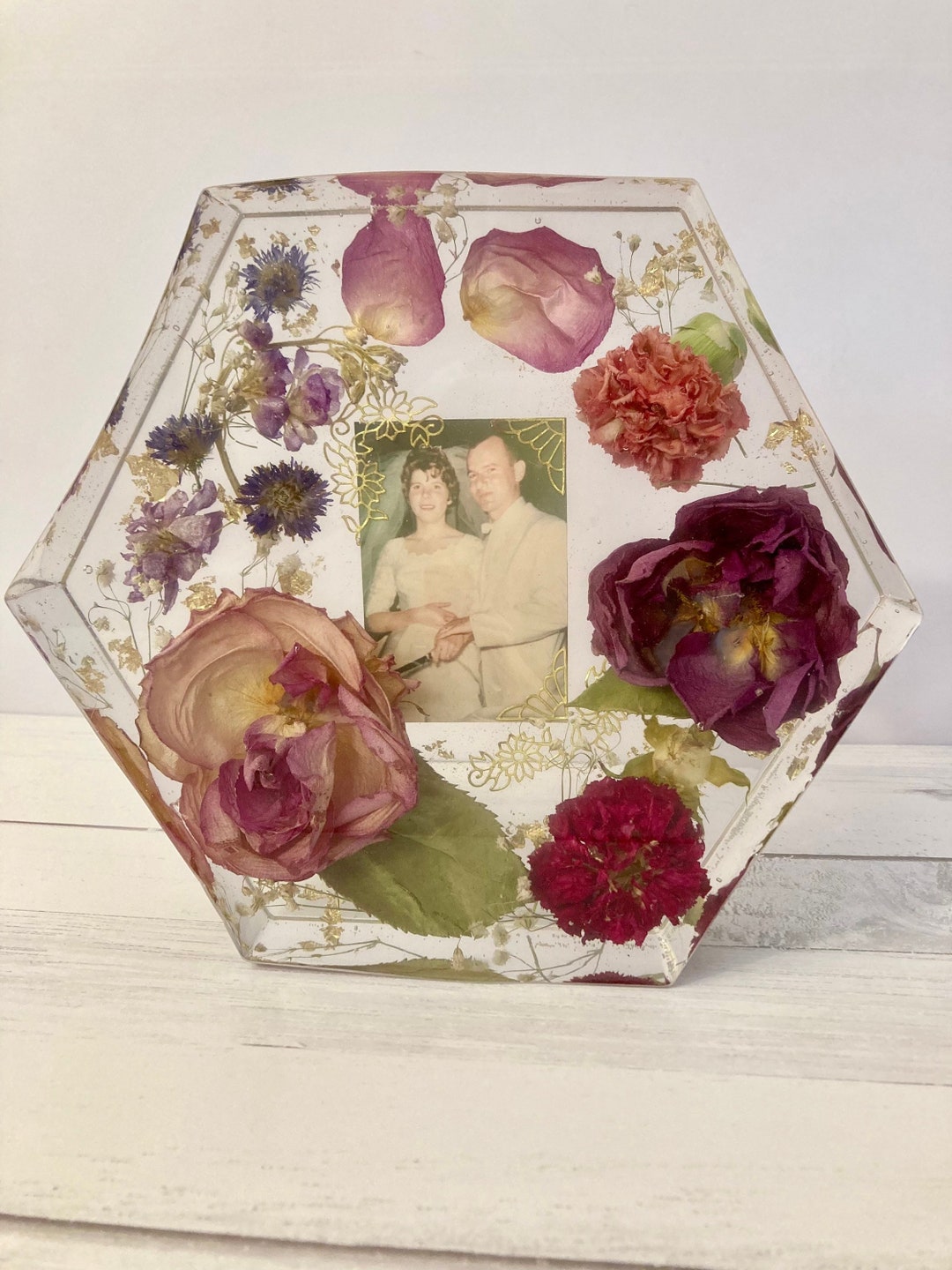 CUSTOM Funeral Flower Keepsake or Dried Wedding Flower Resin Etsy