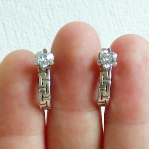 Vintage sterling silver 925 earrings with cubic zirconia Wedding earrings Russian silver earrings Vintage jewelry Wife gift Girlfriend gift
